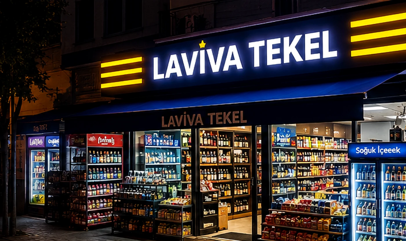 Gece atmosferinde modern Laviva Tekel mağazası için temsili görsel